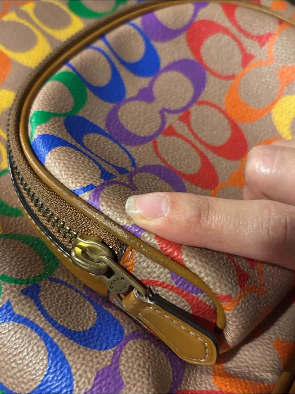 Coach Carrie Backpack tan and rainbow leather